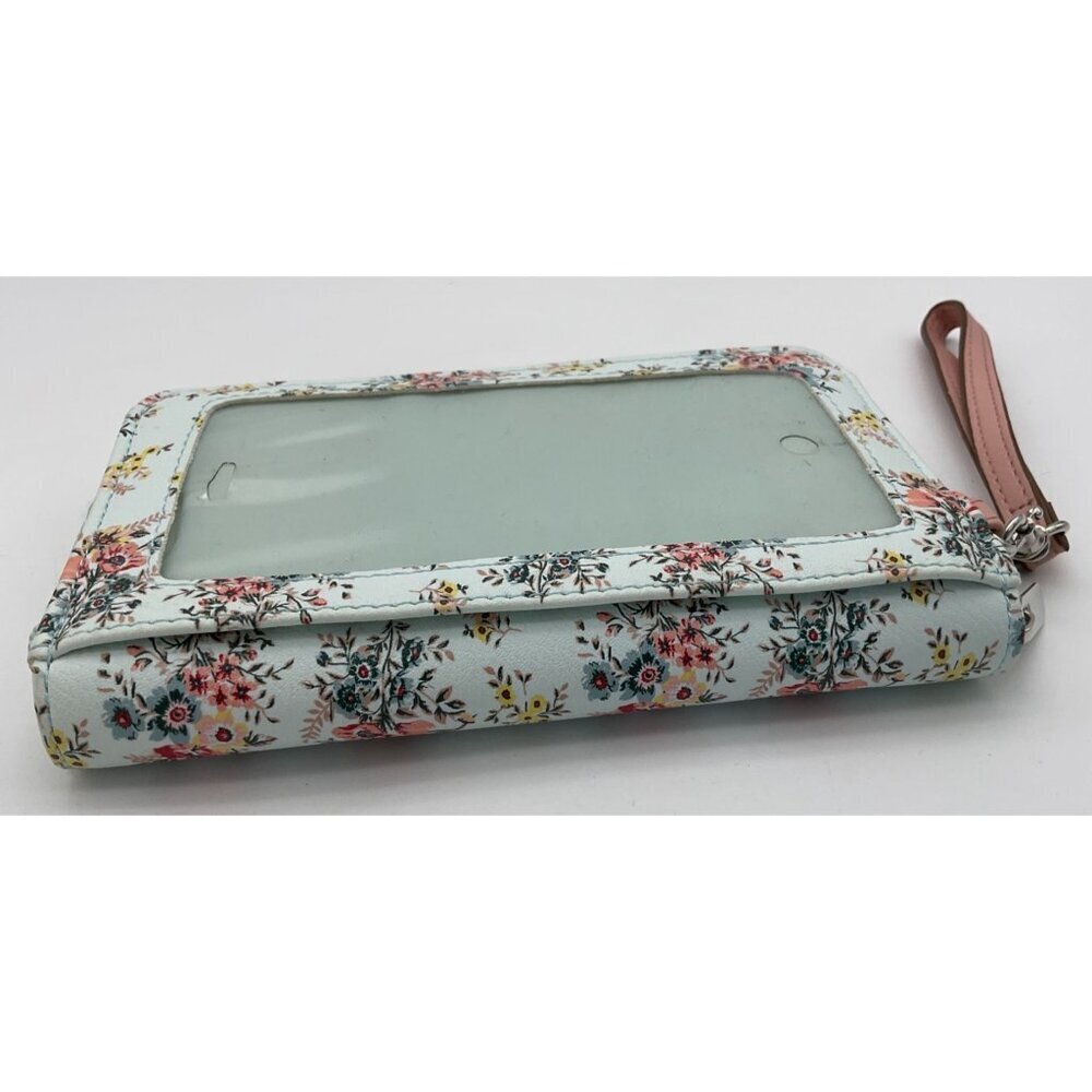 Wild Fable Lt Mint Floral Faux Leather Wristlet Wallet Phone Holder Zipper NWOT - Picture 3 of 7